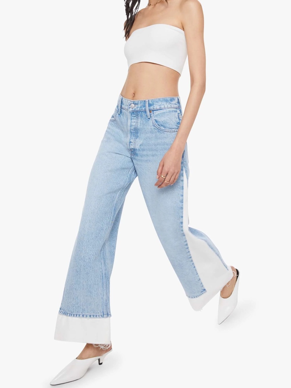 MOTHER Nacho Double Dip Nerdy Fray Jeans Snacks Wide Leg New 30 Deep Fried